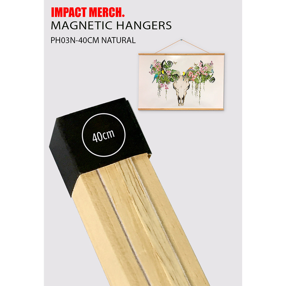 Frames & Hangers Wall Magnetic Wooden Poster Hanger 40cm Natural Home Decor (2 Pack) — image 2