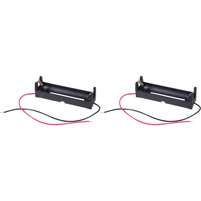 Black Parallel ABS Plastic Battery Holder/Storage for 1x 18650 w/ 150mm Lead (2 Pack)