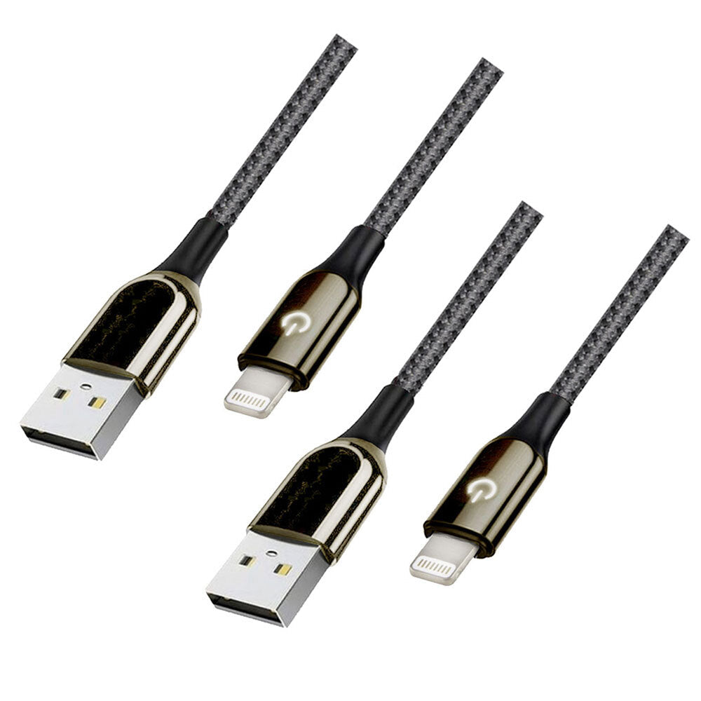 Philex 1.2m Intelligent Smart Auto Off/Fast Charge 8 Pin Cable for iPhone (2 Pack)