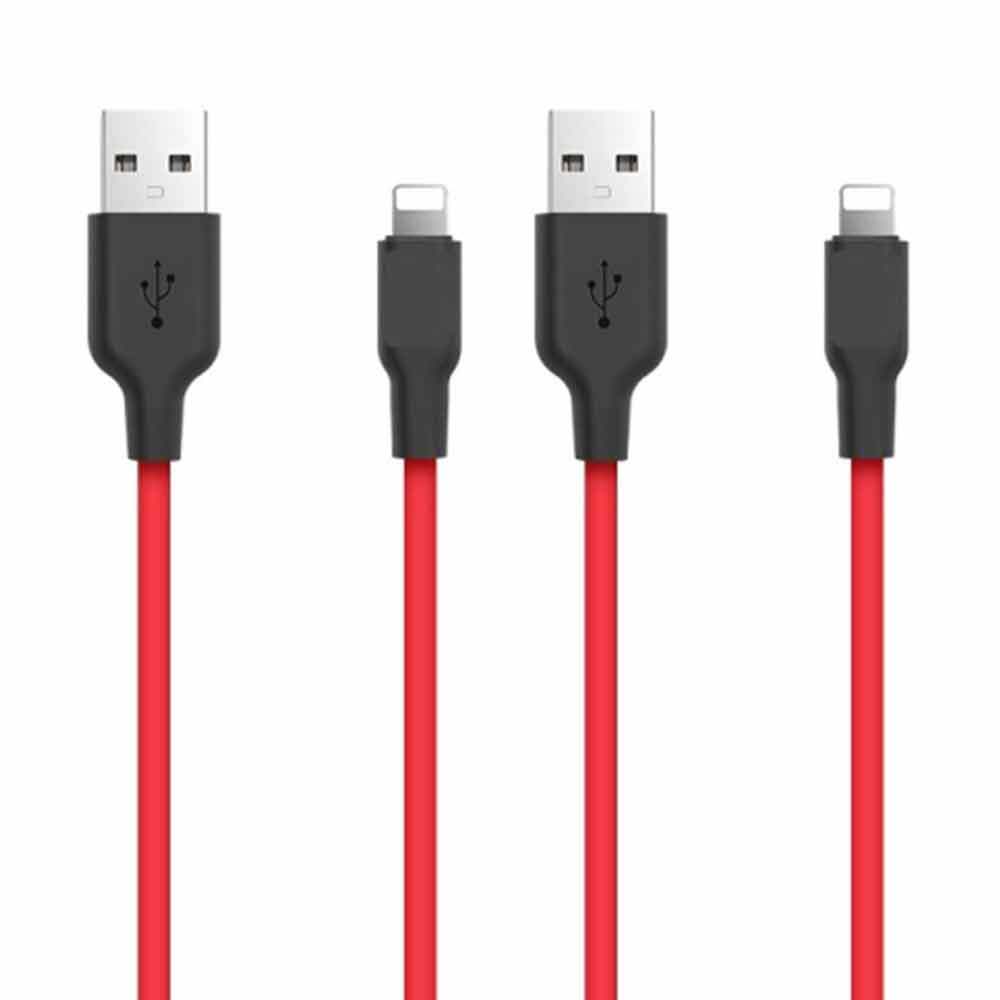 Philex 1m Silicone 2A Charge/Sync 8 Pin Cable to USB for Apple iPhone Red (2 Pack)