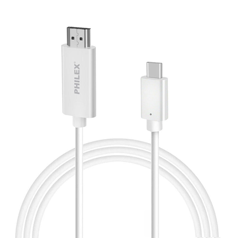 Philex 4K/30Hz USB Type C Male to HDMI 1.8m Cable Ultra HD White for PC/Phones