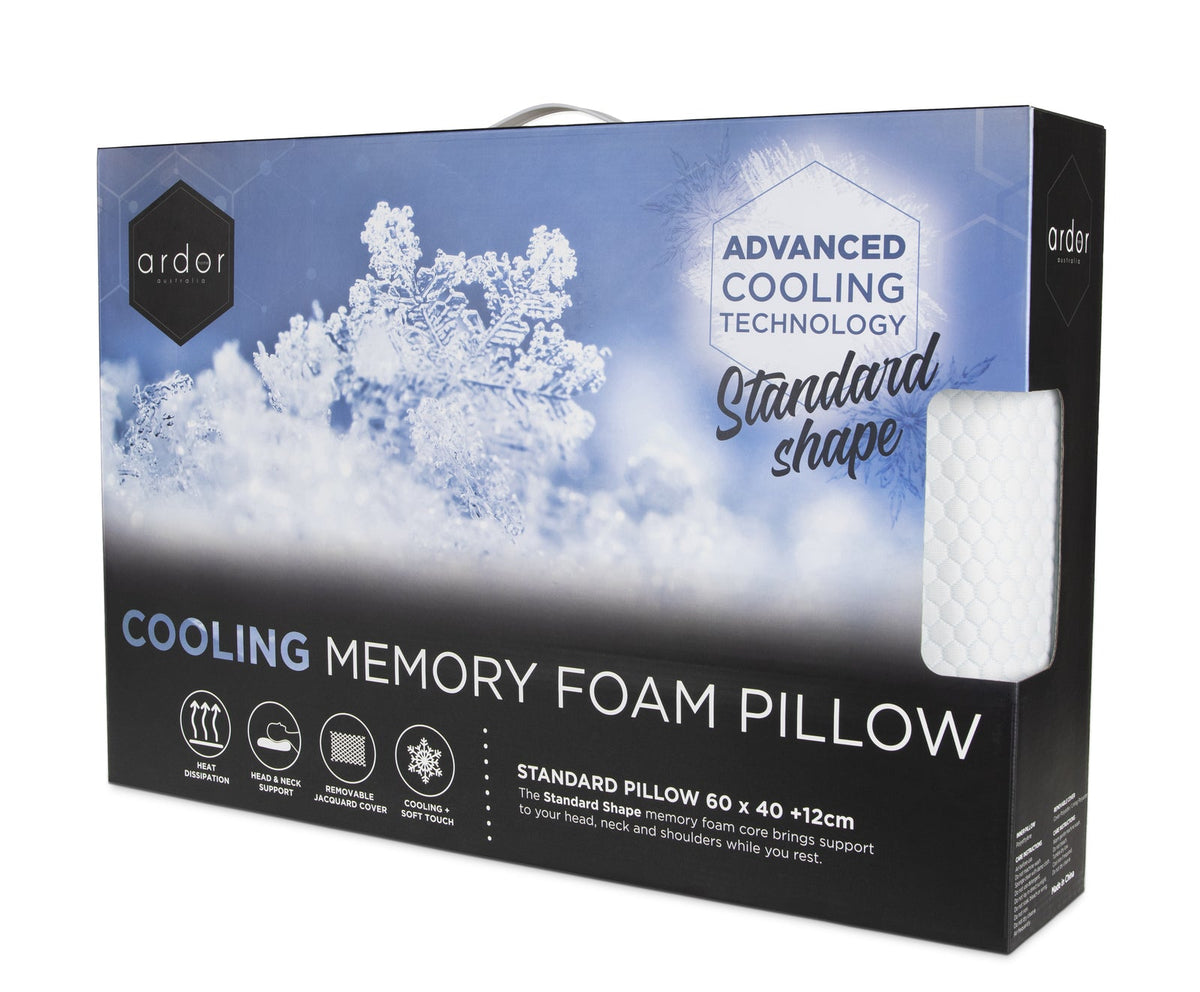 Ardor Cooling Standard Soft Memory Foam Pillow Home Sleeping Bed Cushion White — image 3