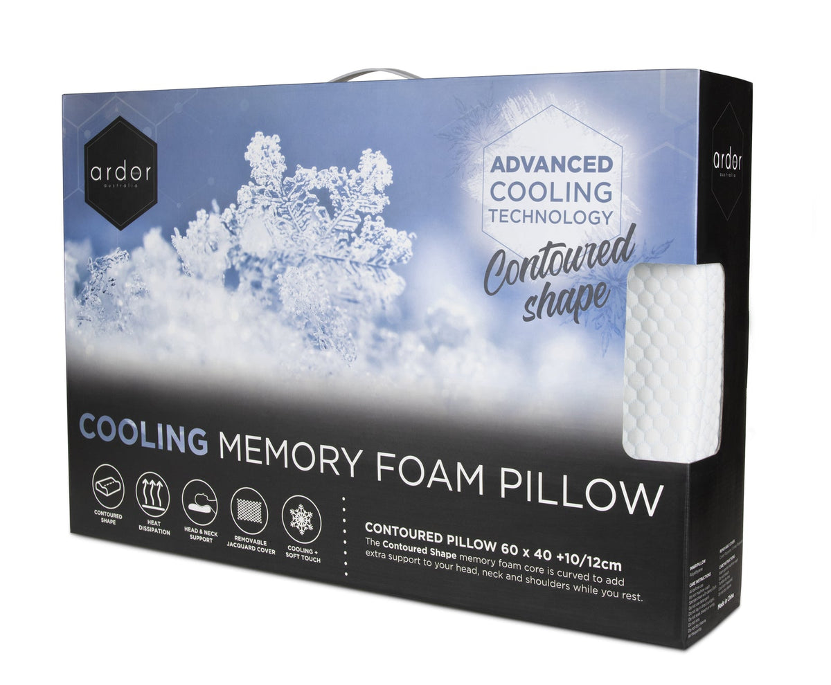 Ardor Cooling Contoured Soft Memory Foam Pillow Home Sleeping Bed Cushion White — image 3
