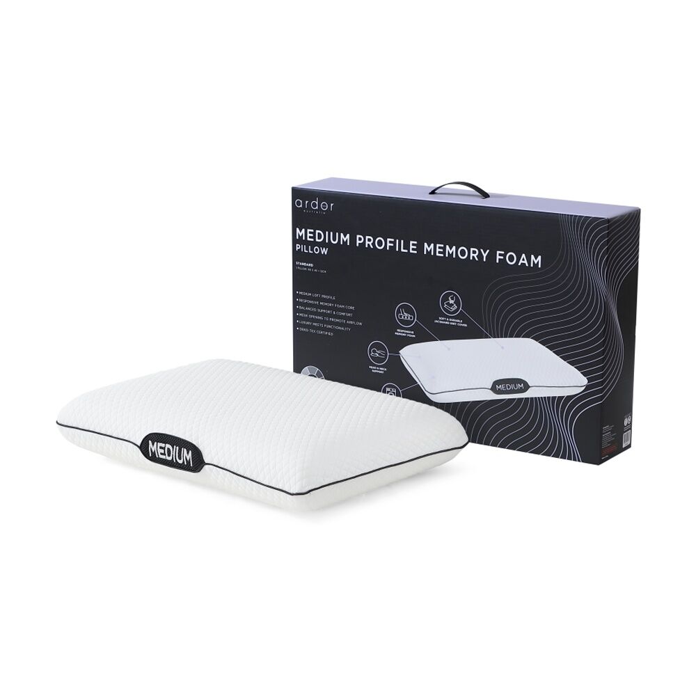 Ardor White 250GSM Medium Profile Soft and Durable Memory Foam Pillow