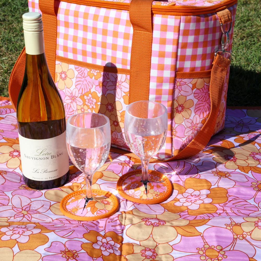 Splosh Picnic 9.5cm Retro Floral Wine Glass Round Coaster Table Protector Pad — image 3
