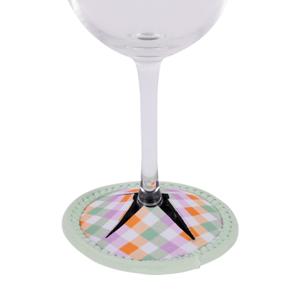 Splosh Picnic 9.5cm Spring Check Wine Glass Round Coaster Table Protector Pad — image 2