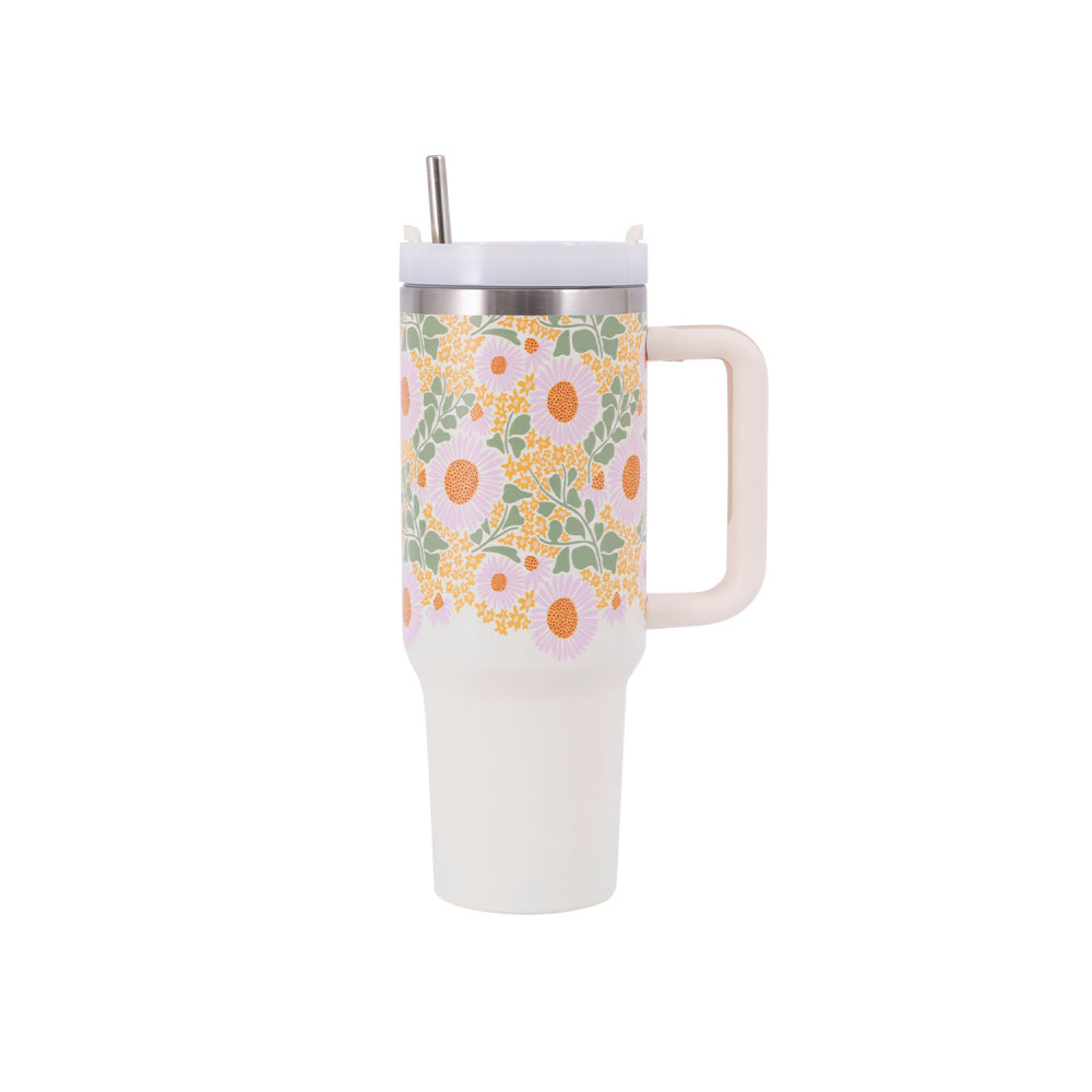 Splosh Picnic 1.2L Spring Floral Double Wall Insulated Water Tumbler w/ Straw