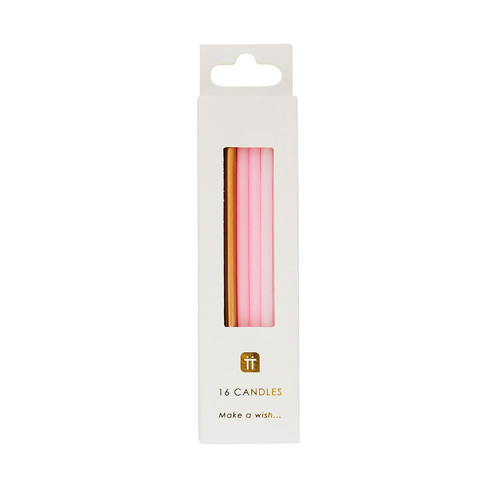 Talking Tables Straight Birthday Candles Party Decoration 10cm Pink (16 Pieces)