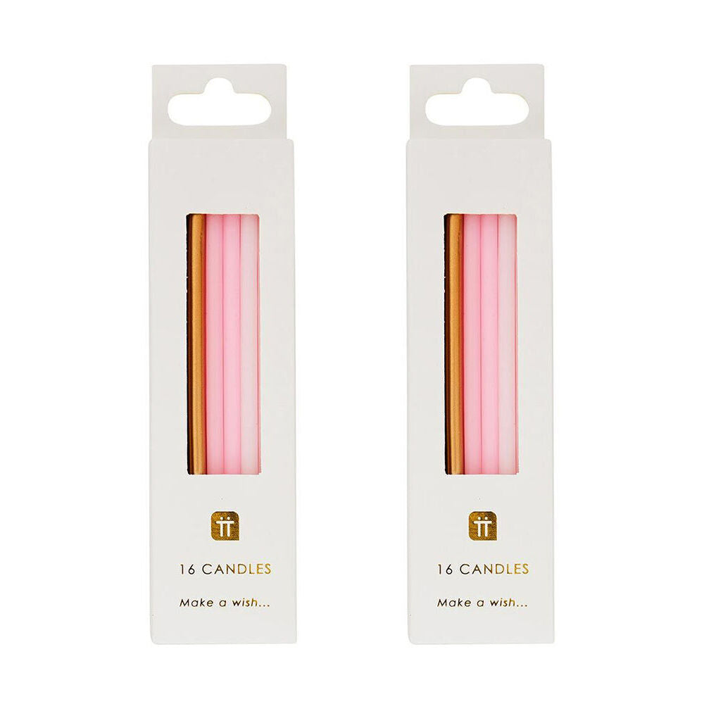 Talking Tables 16pc Talking Tables Straight Birthday Candles Party Decoration 10cm Pink (2 Pack)
