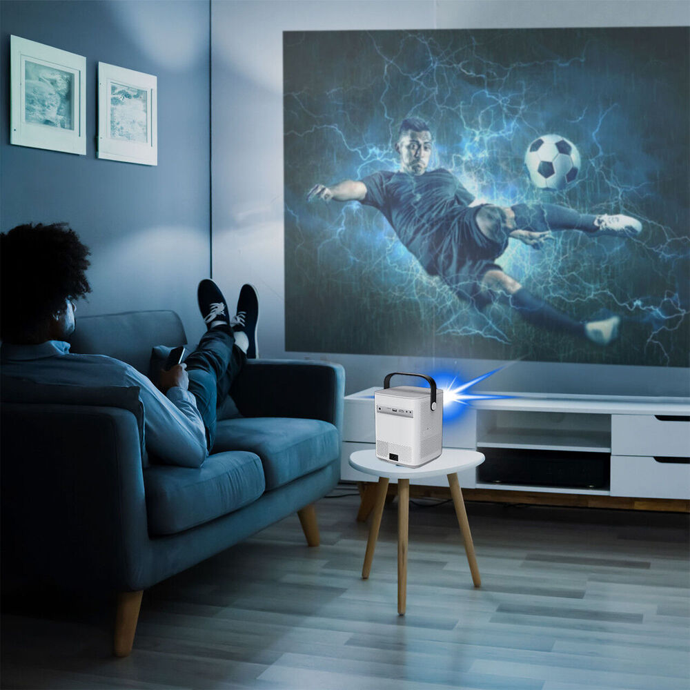 Laser White WiFi Support Cube 1080p Android LED Projector w/ 120in Screen — image 9