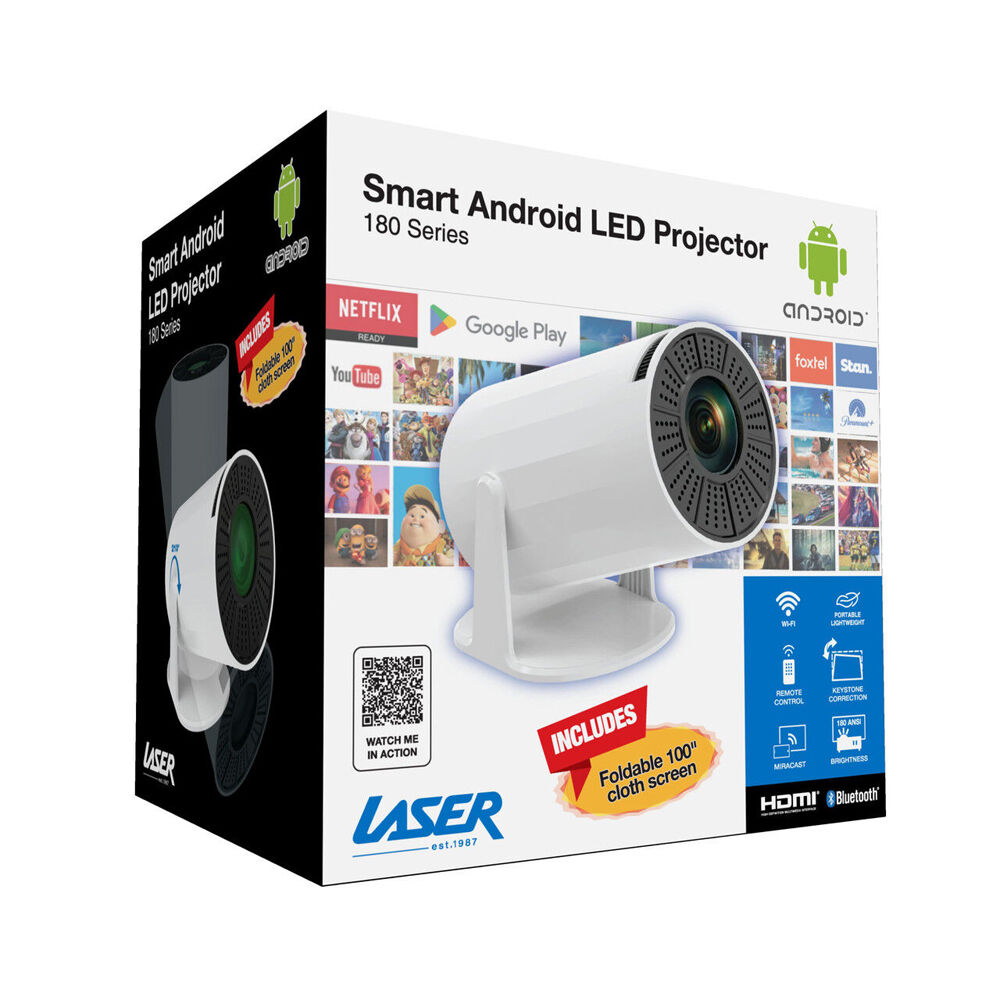 Laser White 100in Multi-Angle Tube Android LED Projector Expansive Screen — image 3