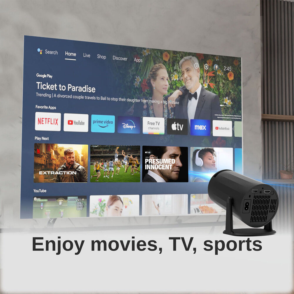 Laser Black Multi-Angle 1080p Android LED Compact Projector HD Resolution — image 7