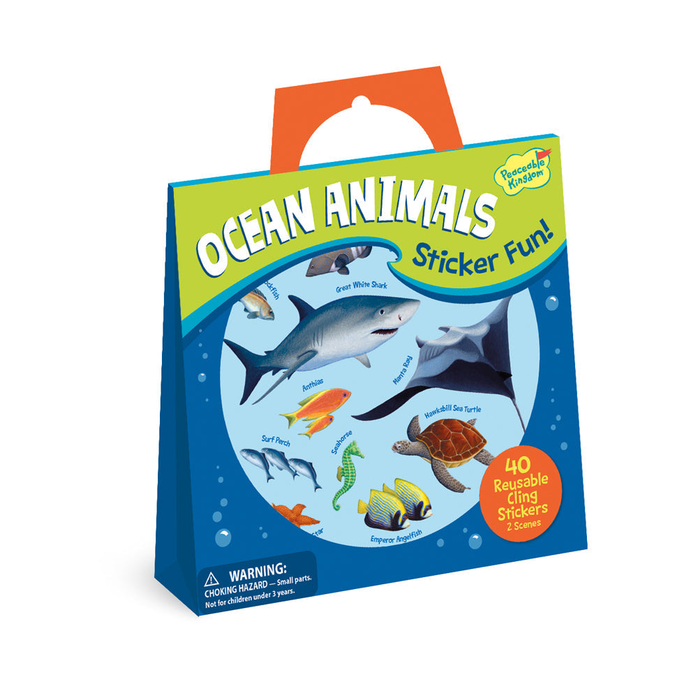 Peaceable Kingdom Kids/Children Reusable Sticker Ocean Animals Scene w/ Tote 3y+