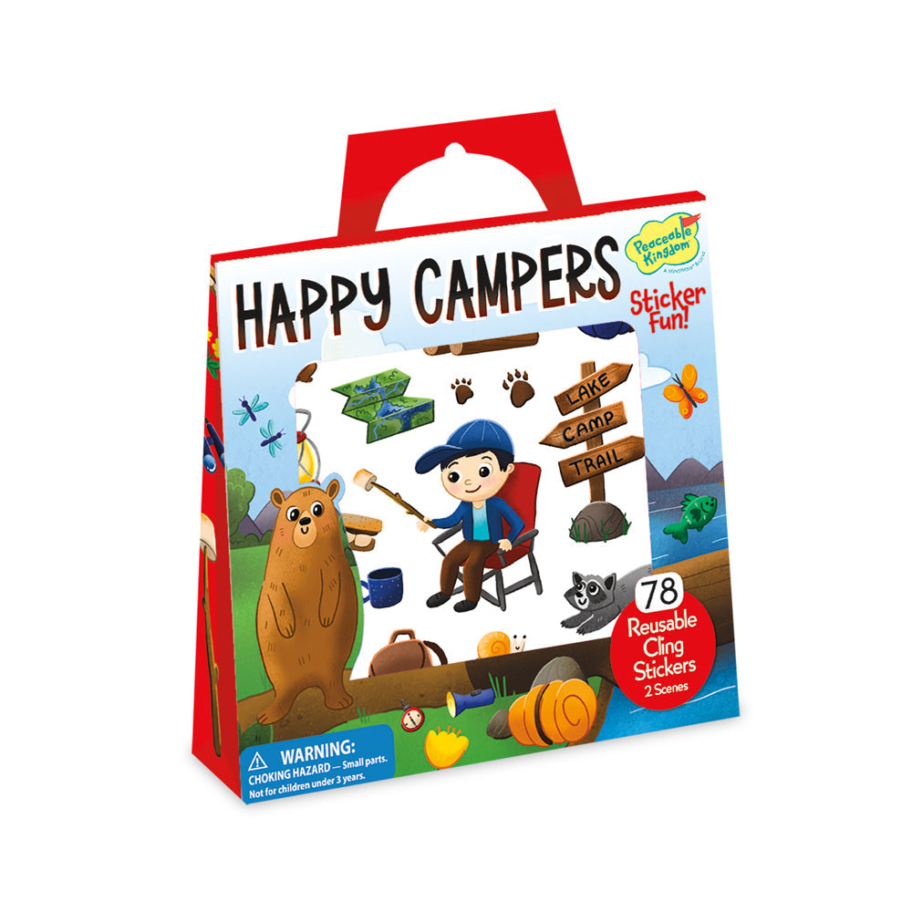 Peaceable Kingdom Kids/Children Reusable Sticker Fun Camping Scene w/ Tote 3y+