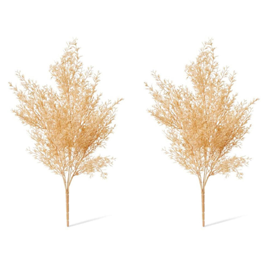 E Style 53cm Plastic Tea Leaf Bush Artificial Faux Flower Plant Cream (2 Pack)