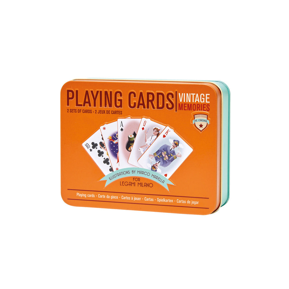 Legami Playing Cards 2-Deck Play Set w/ Tin Case Waterproof Family Poker Game