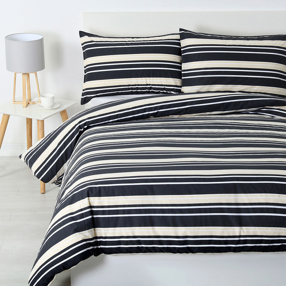 Jason Commercial Brighton Bedroom Pillow Case 48x73cm Charcoal/Cream Stripe (2 Pieces) — image 2