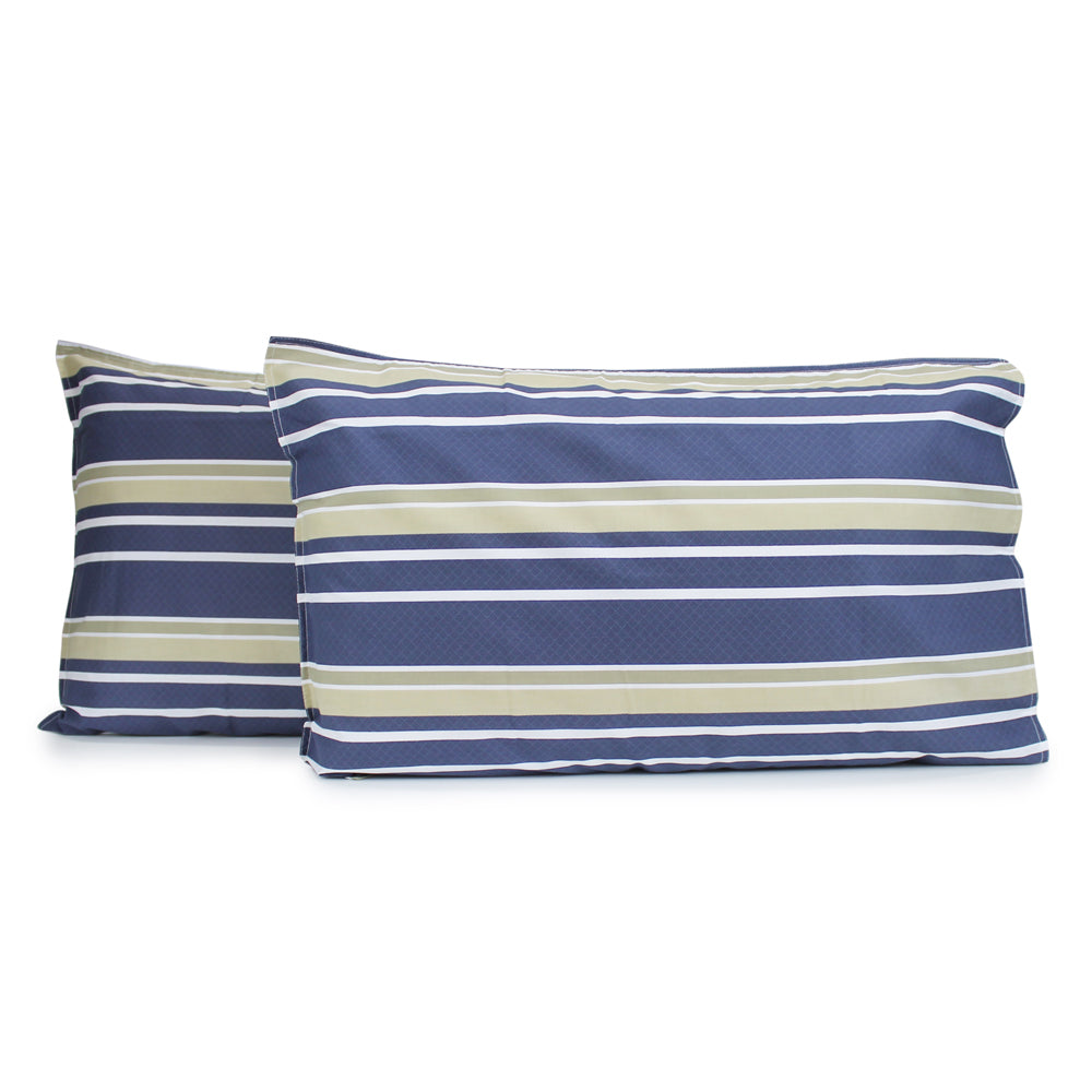 Jason Commercial Brighton Pillow Case 48x73cm Midnight Blue/Oatmeal Stripe (2 Pieces)
