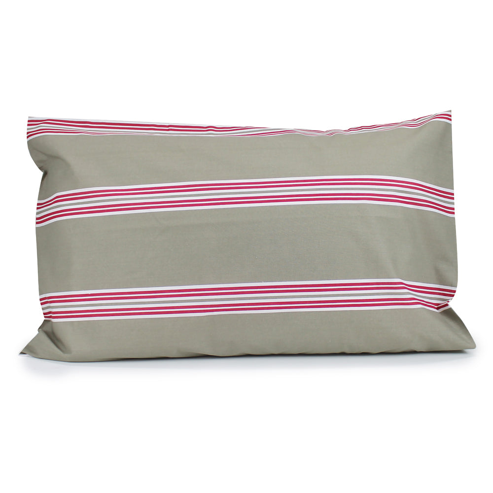 Jason Commercial Hudson Stripe Easy Care Pillow Case 48x73cm Almond Red Stripe