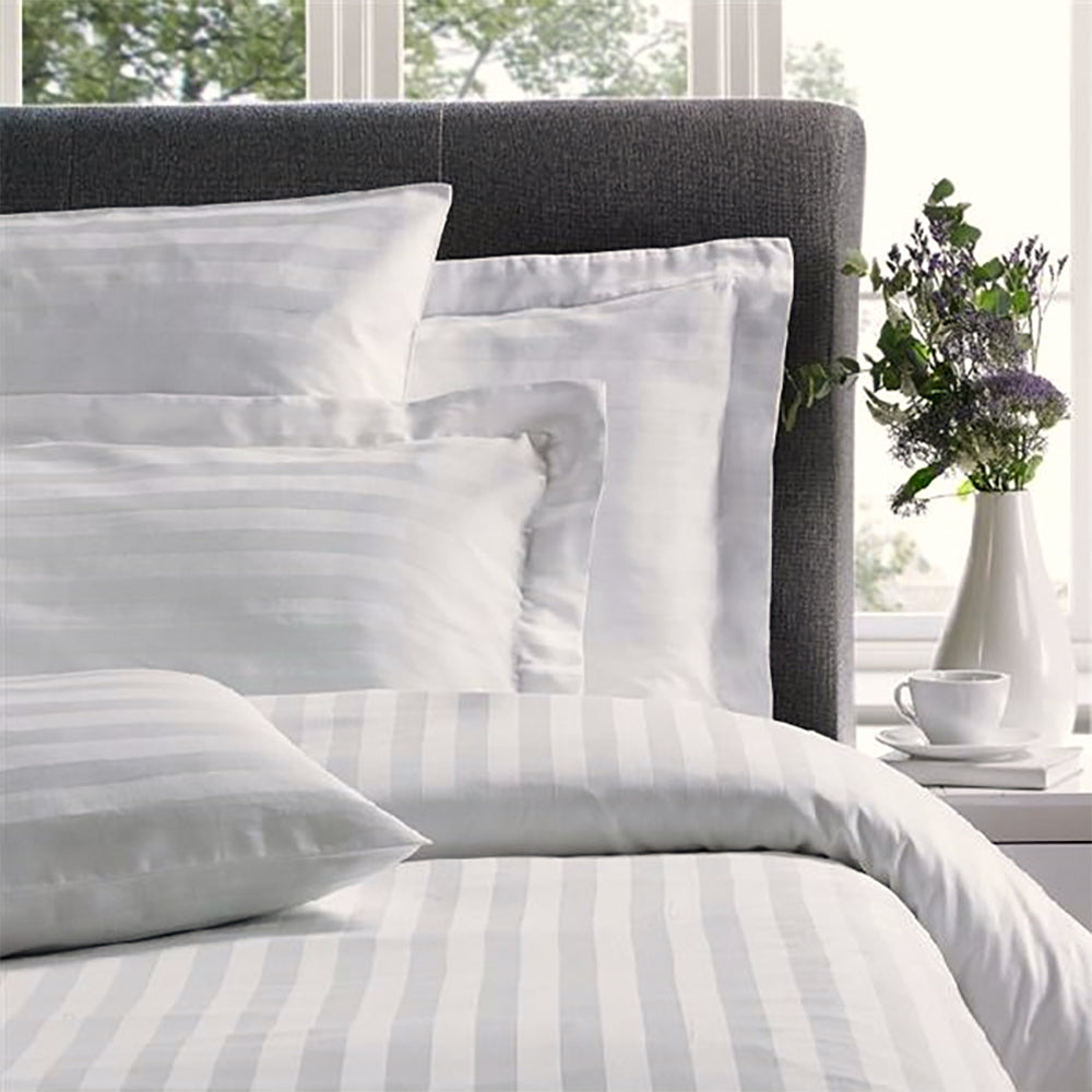 Jason Commercial Satin Stripe Euro Easy Care Pillow Case Tailored 65x65cm White — image 2