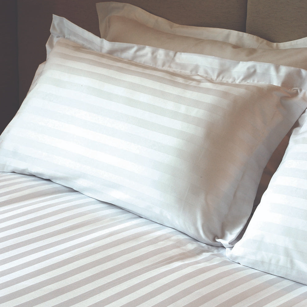 Jason Commercial Satin Stripe King Pillow Case Tailored 50x90cm White (2 Pack)