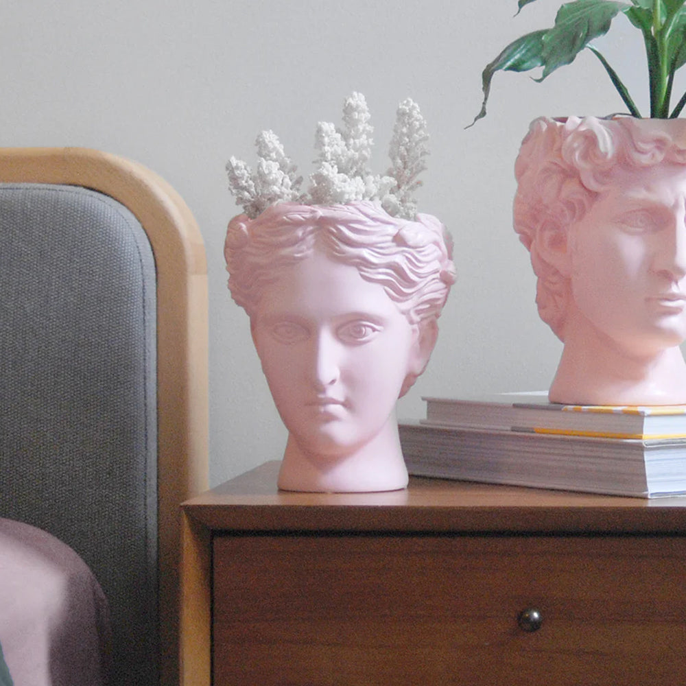 White Moose Resin 16x19cm Venus Vase/Plant Holder Home/Room Desk Decor Pink — image 4
