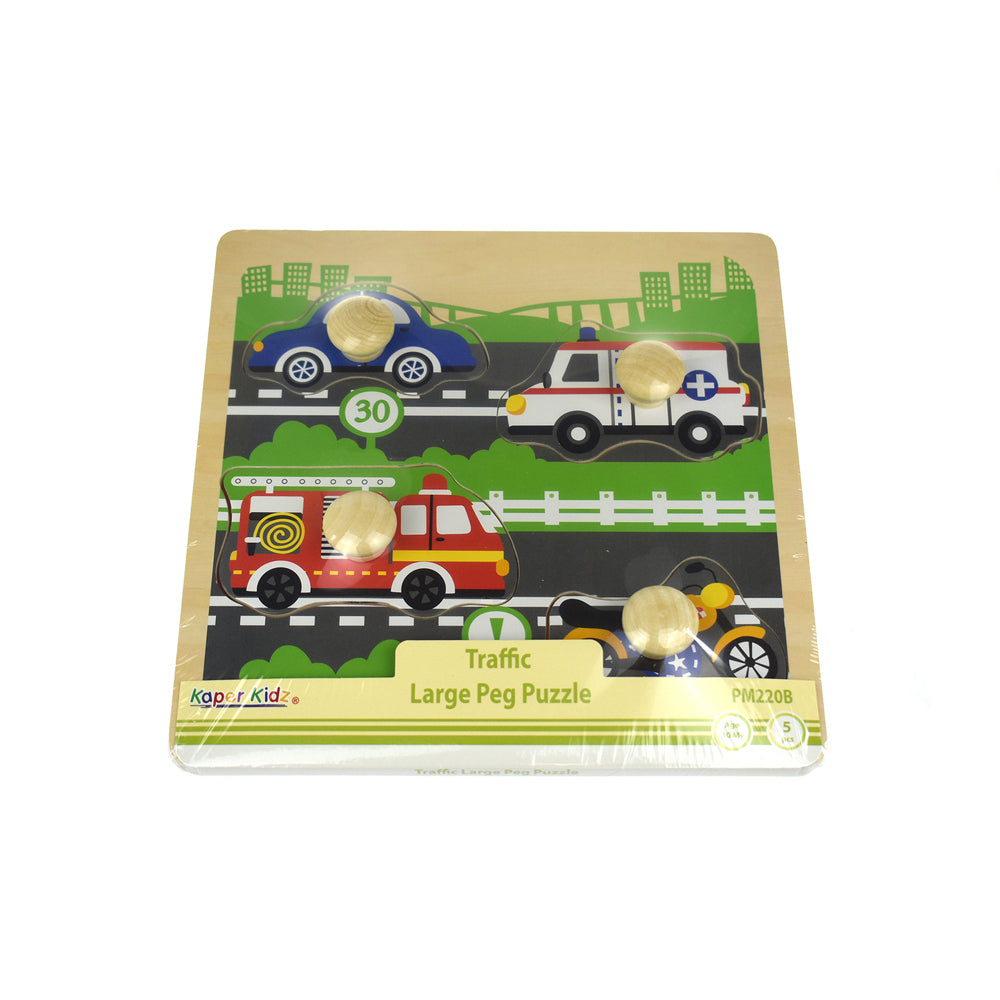 Kaper Kidz Traffic Large Peg Wooden Puzzle Play Educational Game Toy Kids 10m+ — image 4