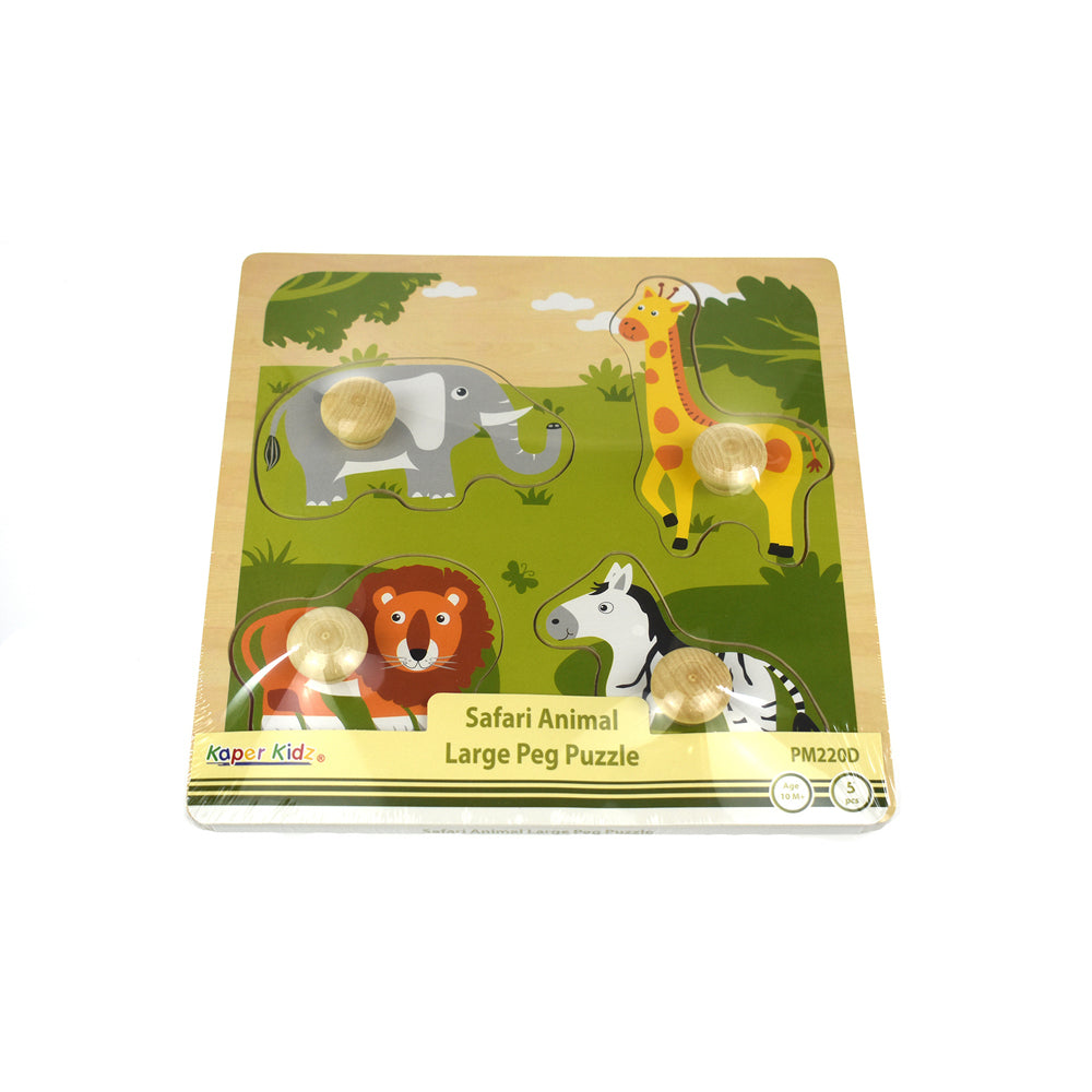Kaper Kidz Safari Animal Large Peg Wooden Puzzle Educational Game Toy Kids 10m+ — image 3
