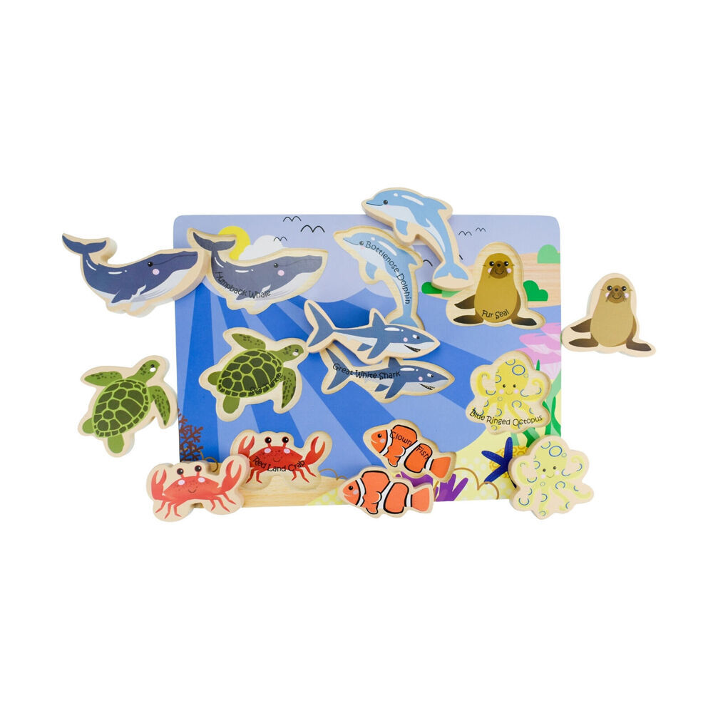 Koala Dream Wooden Chunky Puzzle Toy 8 Piece Sea Animals Kids 12m+ (2 Pack) — image 3