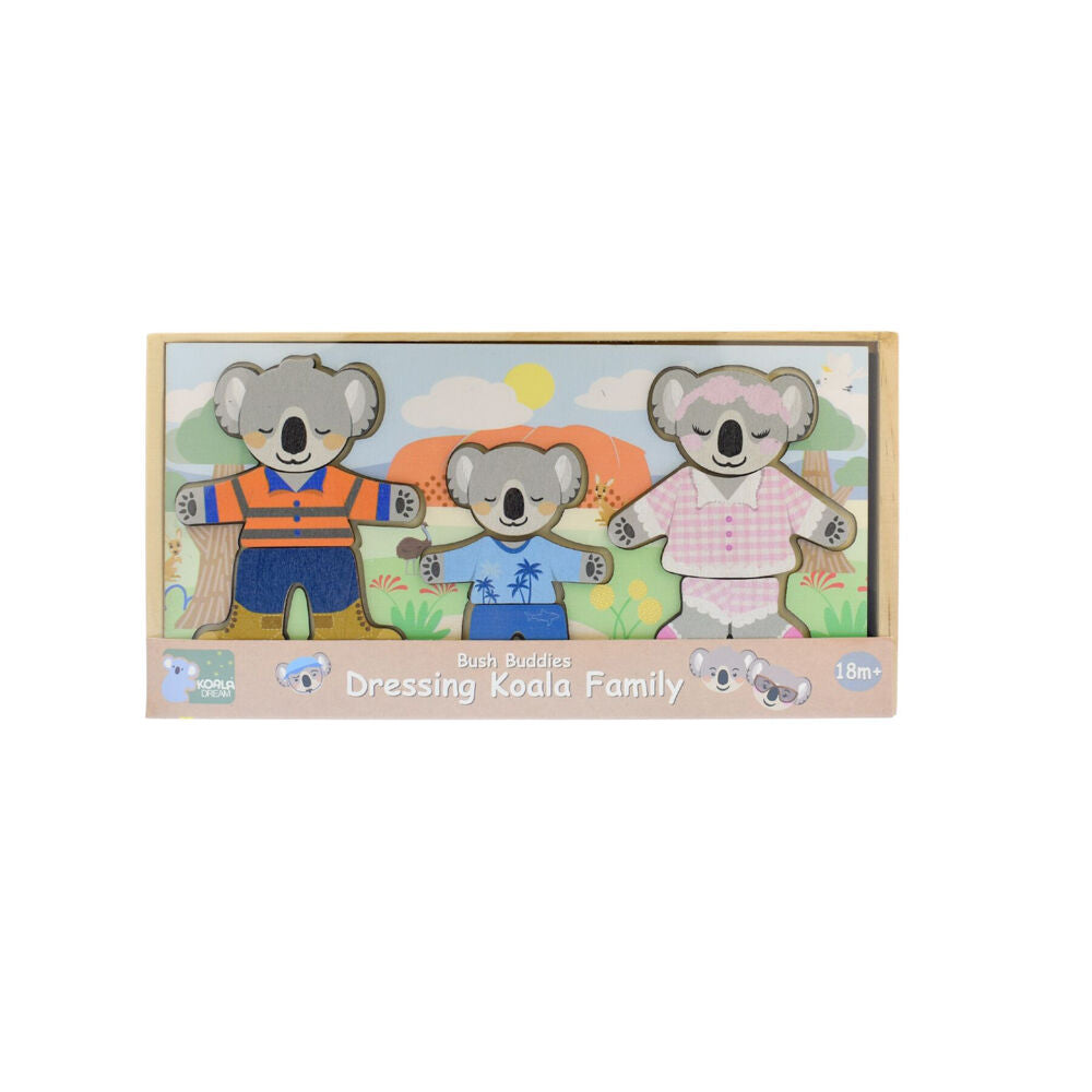 Koala Dream 18m+ Wooden Dressing Up Koala Family w/ Expressions Kids Toy