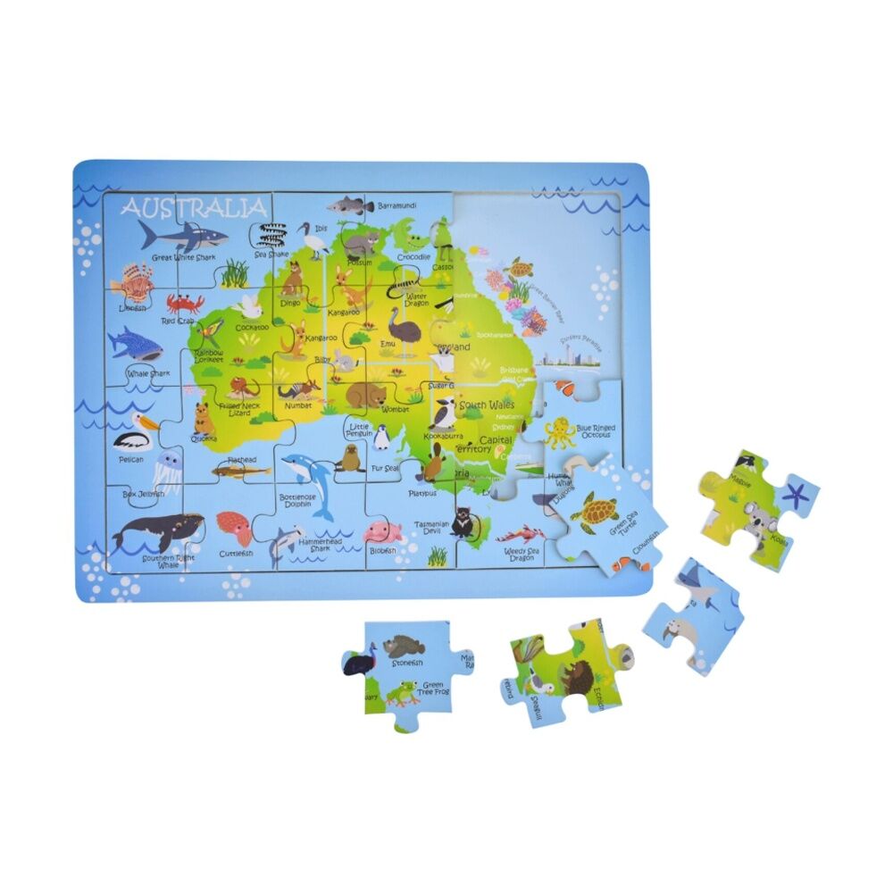 Koala Dream Kids Jigsaw Puzzle Set Aussie Sea Animals and Map 24pc — image 10