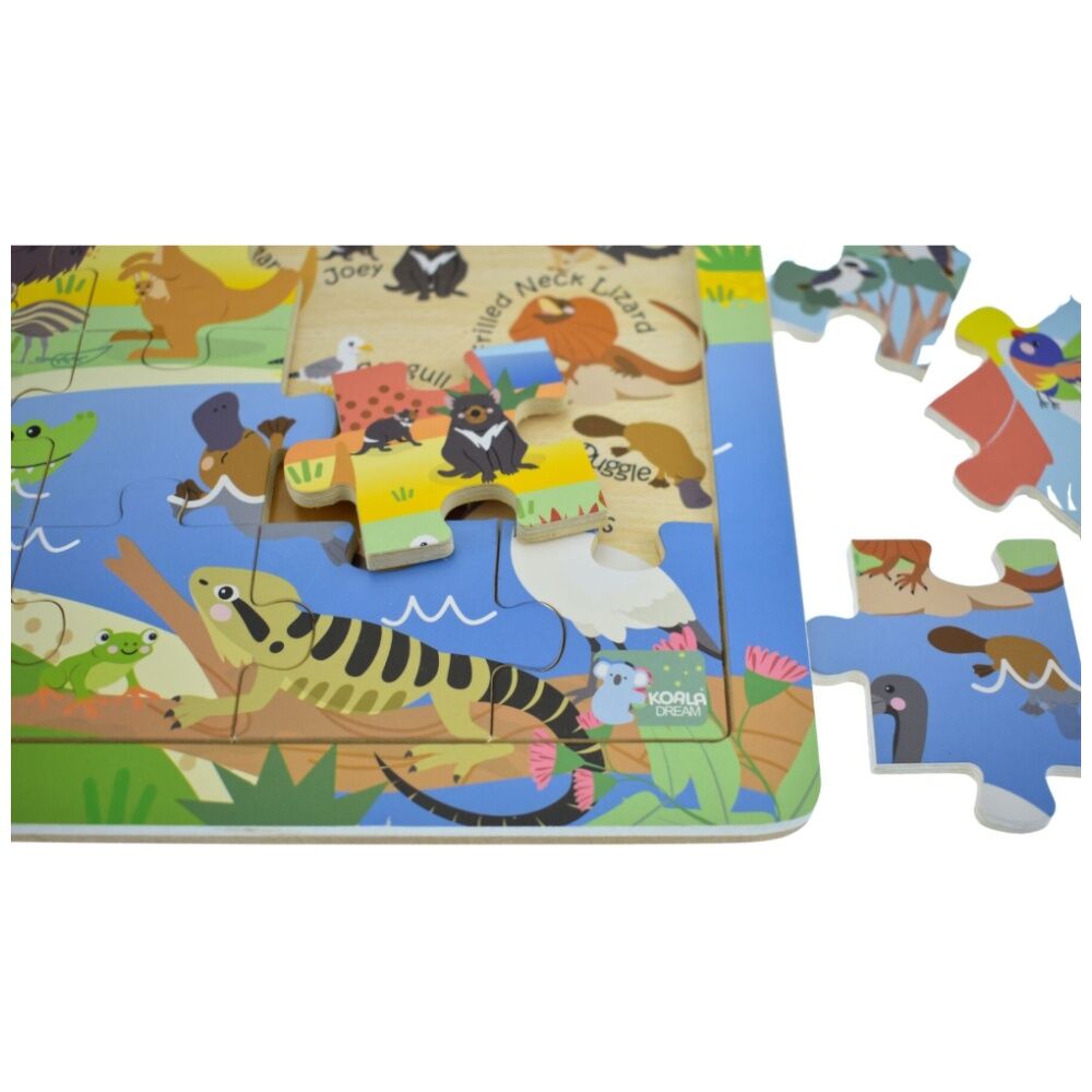 Koala Dream Kids Jigsaw Puzzle Set Aussie Sea Animals and Map 24pc — image 4
