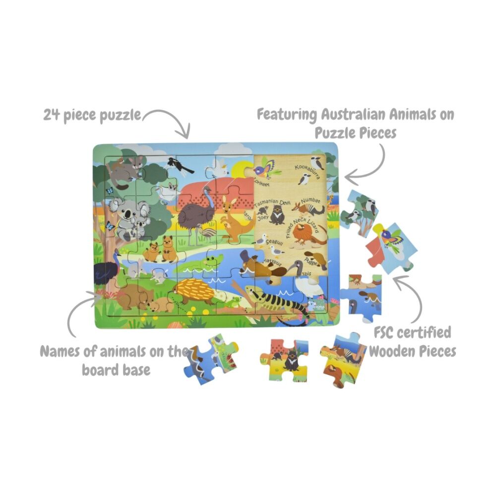 Koala Dream Kids Jigsaw Puzzle Set Aussie Sea Animals and Map 24pc — image 6