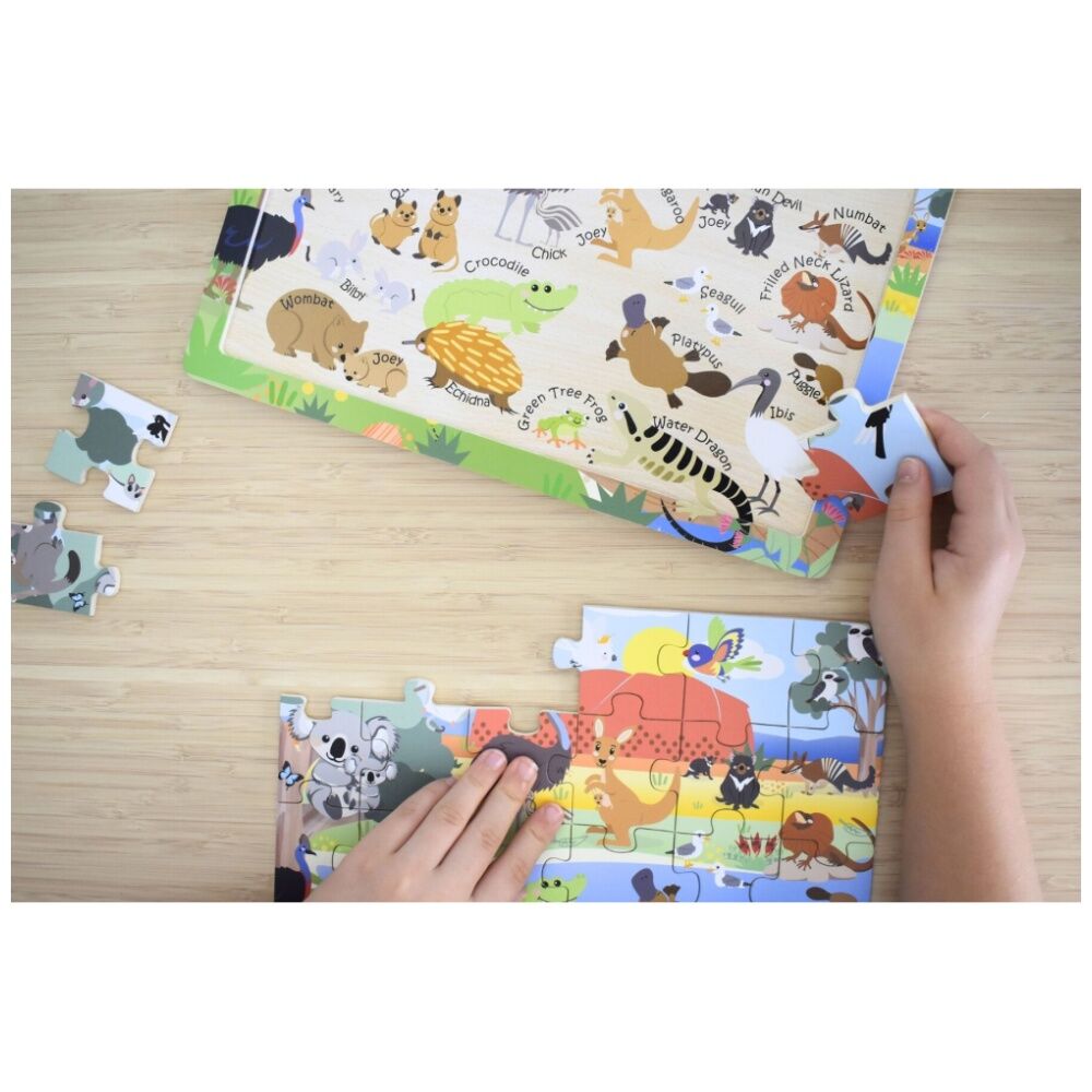 Koala Dream Kids Jigsaw Puzzle Set Aussie Sea Animals and Map 24pc — image 9