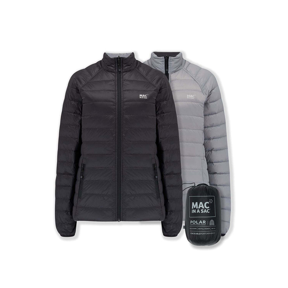 Mac in a Sac Packable Women Ladies Polar Down Reversible Jacket Black/Grey AU18