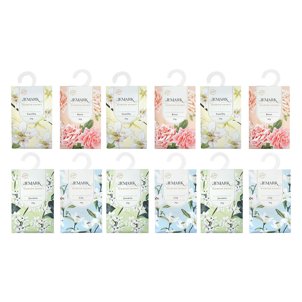 Jemark Fragrance Sachet 20g Scent Assorted Lily/Rose/Jasmine/Vanilla (12 Pack)