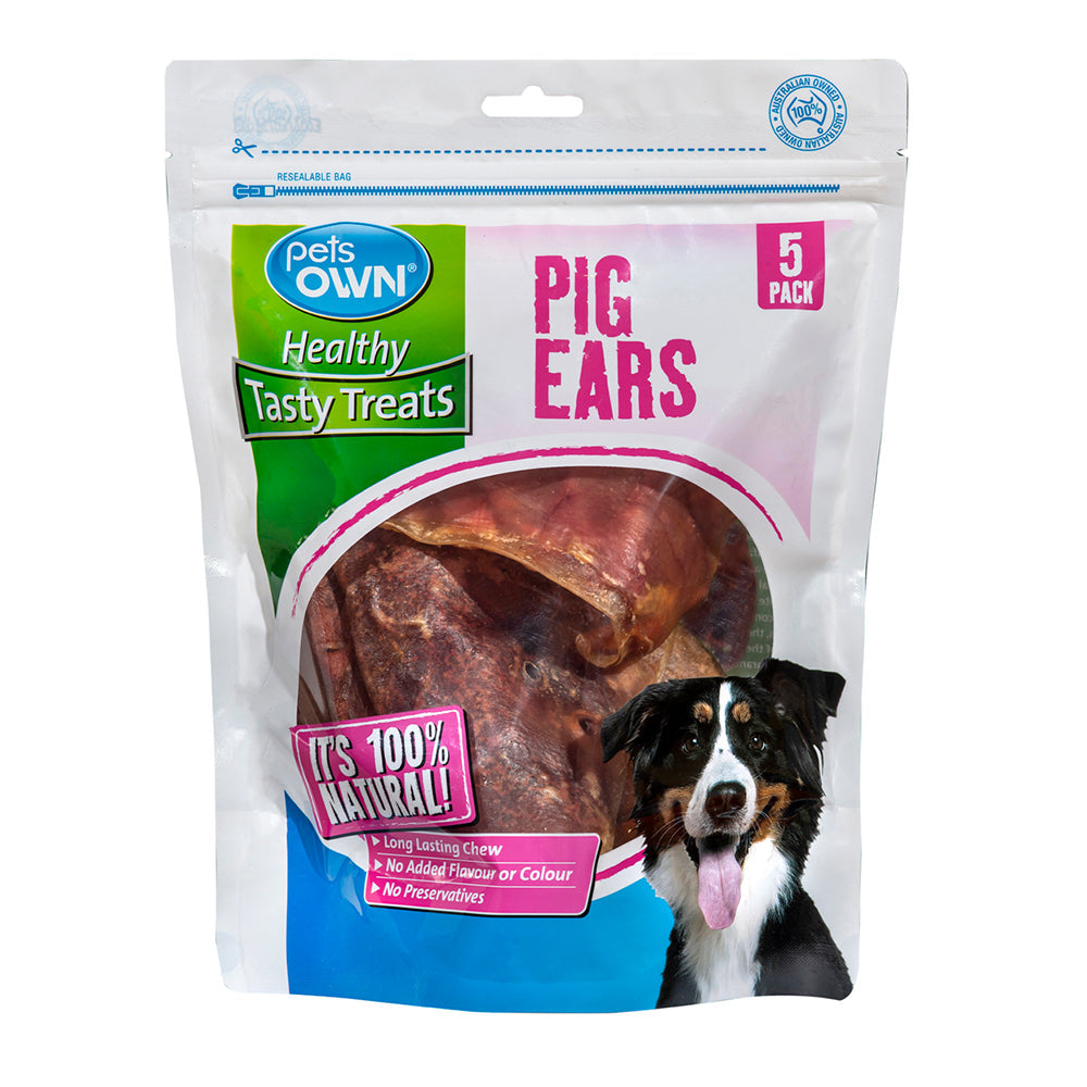 Pets Own 100% Natural Pig Ears Healthy & Tasty Pet Dog Food Treats Bag (5 Pieces) — image 2