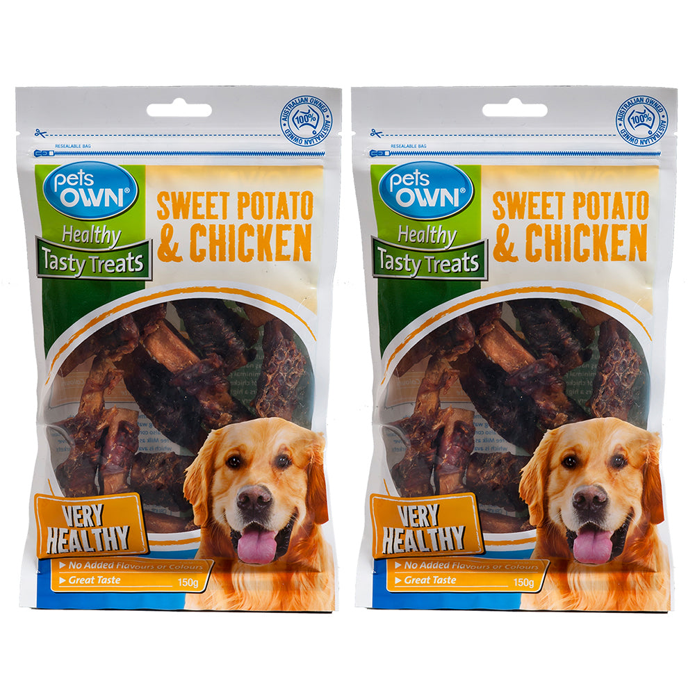 Pets Own Sweet Potato & Chicken Healthy Tasty Dog/Pet Treats/Food/Snacks 150g (2 Pack)