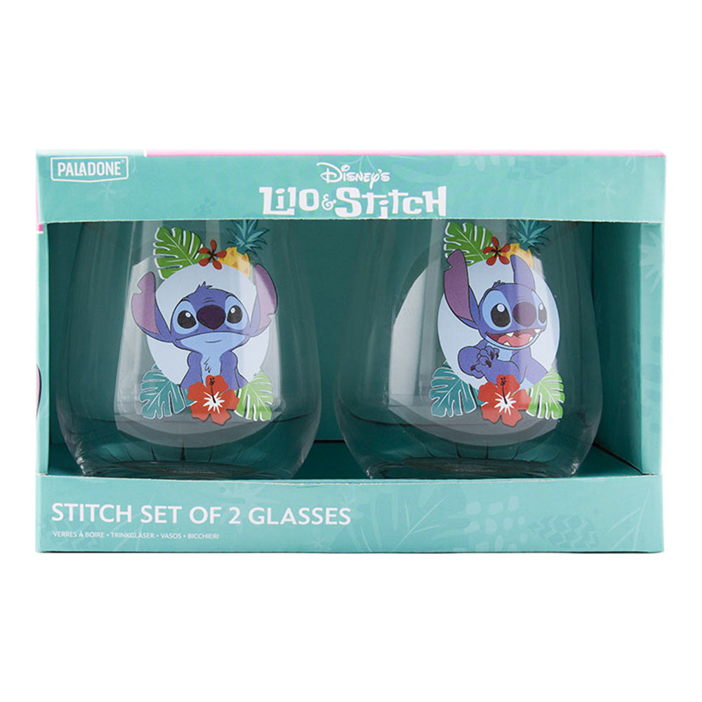 Paladone 11.5cm Lilo & Stitch Glass Cup Kids/Children Drinking Water Mug (2 Pieces) — image 2