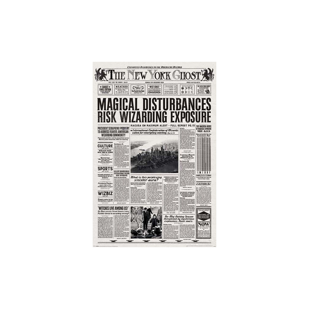 Wizarding World Fantastic Beasts Newspaper Poster Wall Decor Display 91x61cm