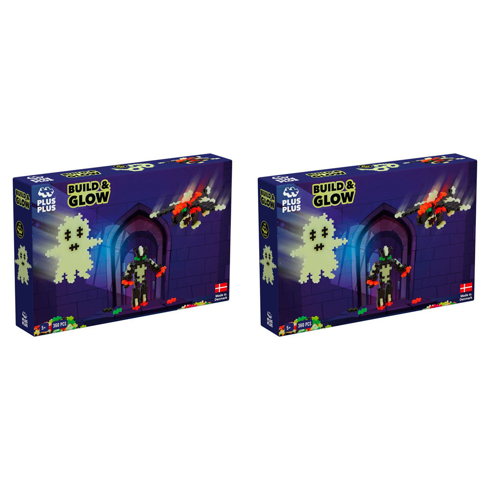 Plus-Plus 360pc Plus-Plus Build & Glow Kids/Children Building Toy Glow in the Dark 5y+ (2 Pack)