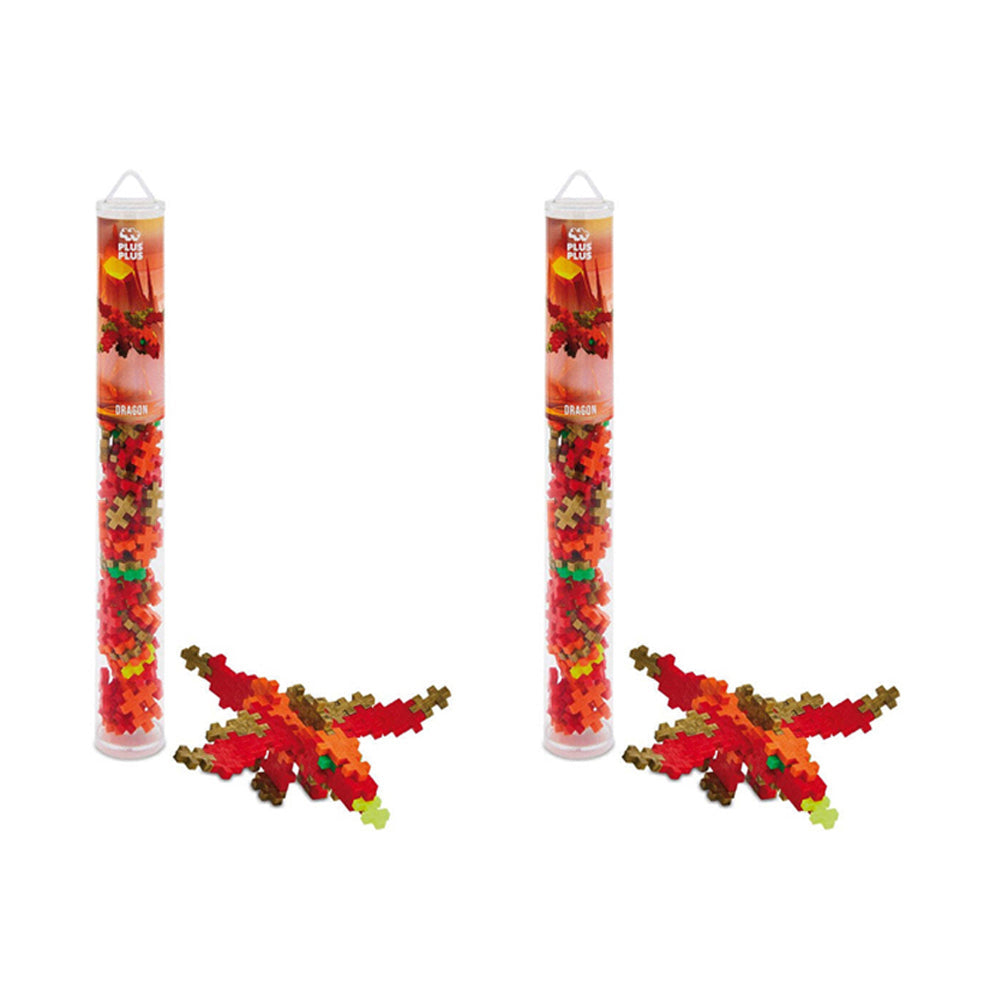 Plus-Plus 100pc Plus-Plus Dragon Tube 2D Building Puzzle Kids Activity Learning Toy 5y+ (2 Pack)