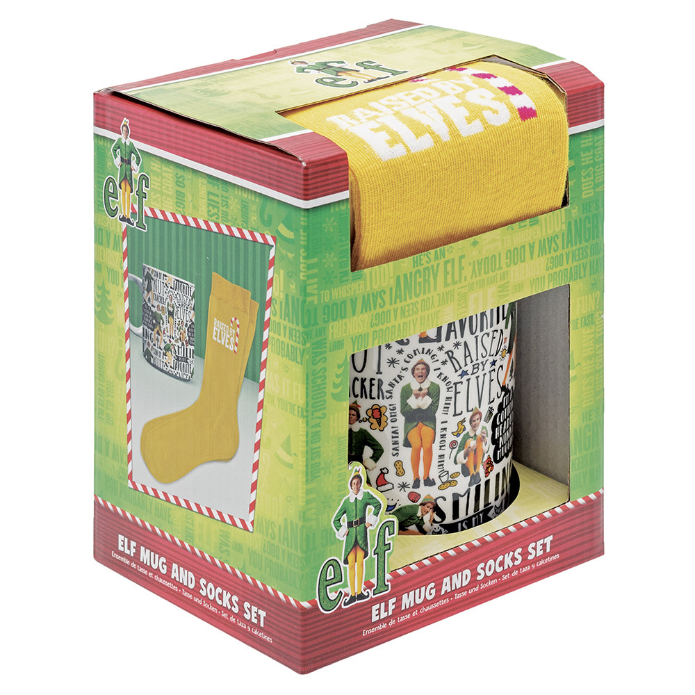 Paladone 300ml Ceramic Elf Drinking Mug & Socks Kids/Children/Family Christmas