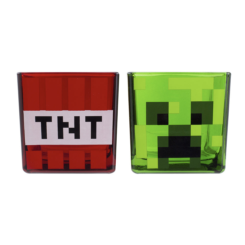 Minecraft Creeper Mob & TNT Block Glass Tumblers Drinking Glasses Green/Red (2 Pieces) — image 2