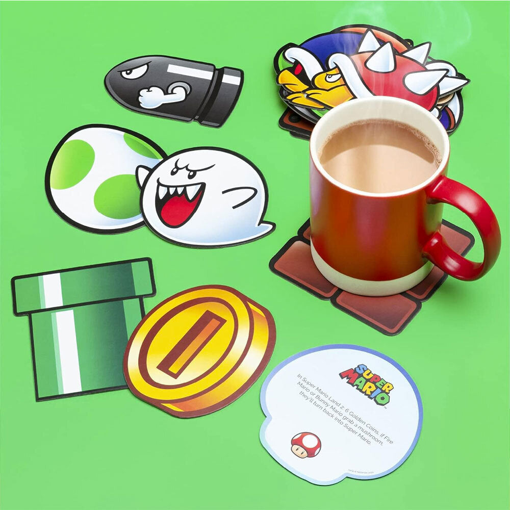 Nintendo Super Mario Fun Fact Themed Coasters Home Kitchen Barware 6+ (40 Pieces)