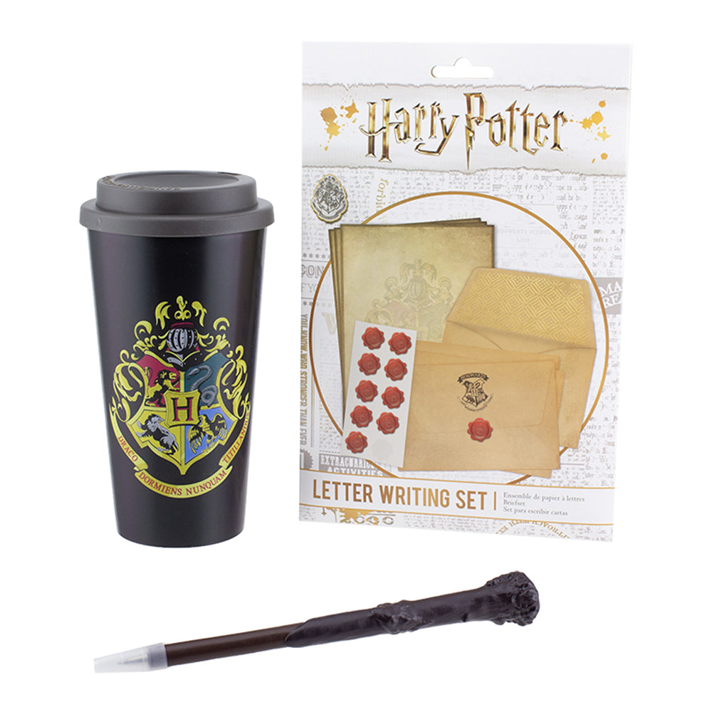 Harry Potter Wizarding World Hogwarts Writing/Travel Mug Set w/ Letters/Pen