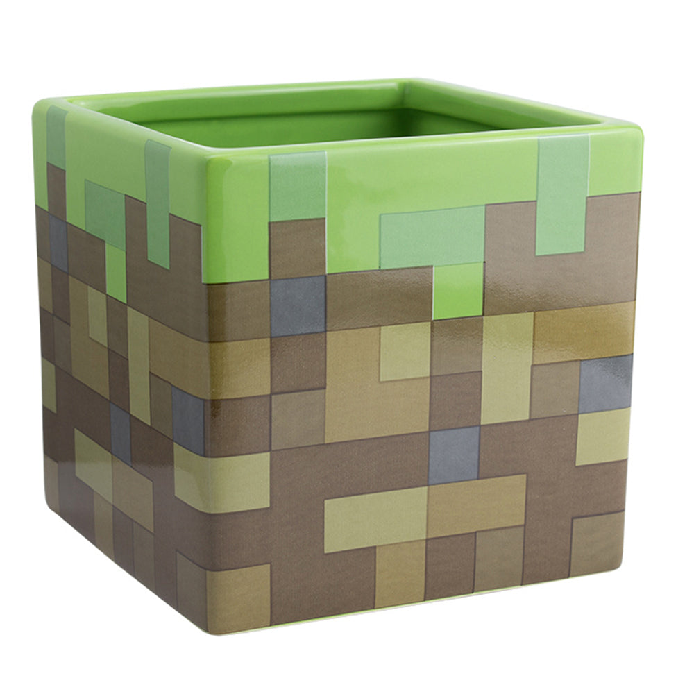 Paladone 11cm Minecraft Grass Ceramic Block Pen & Plant Pot Bedside Table Decor