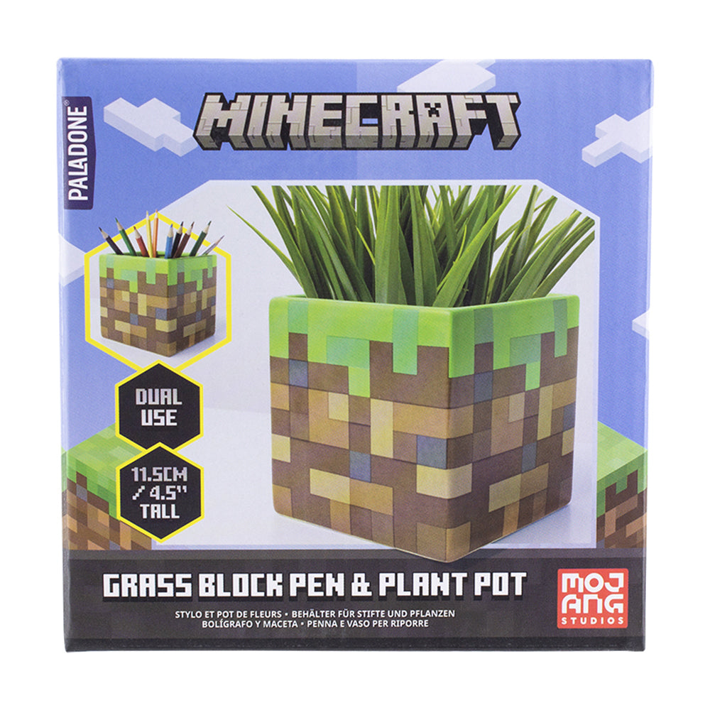 Paladone 11cm Minecraft Grass Ceramic Block Pen & Plant Pot Bedside Table Decor — image 2
