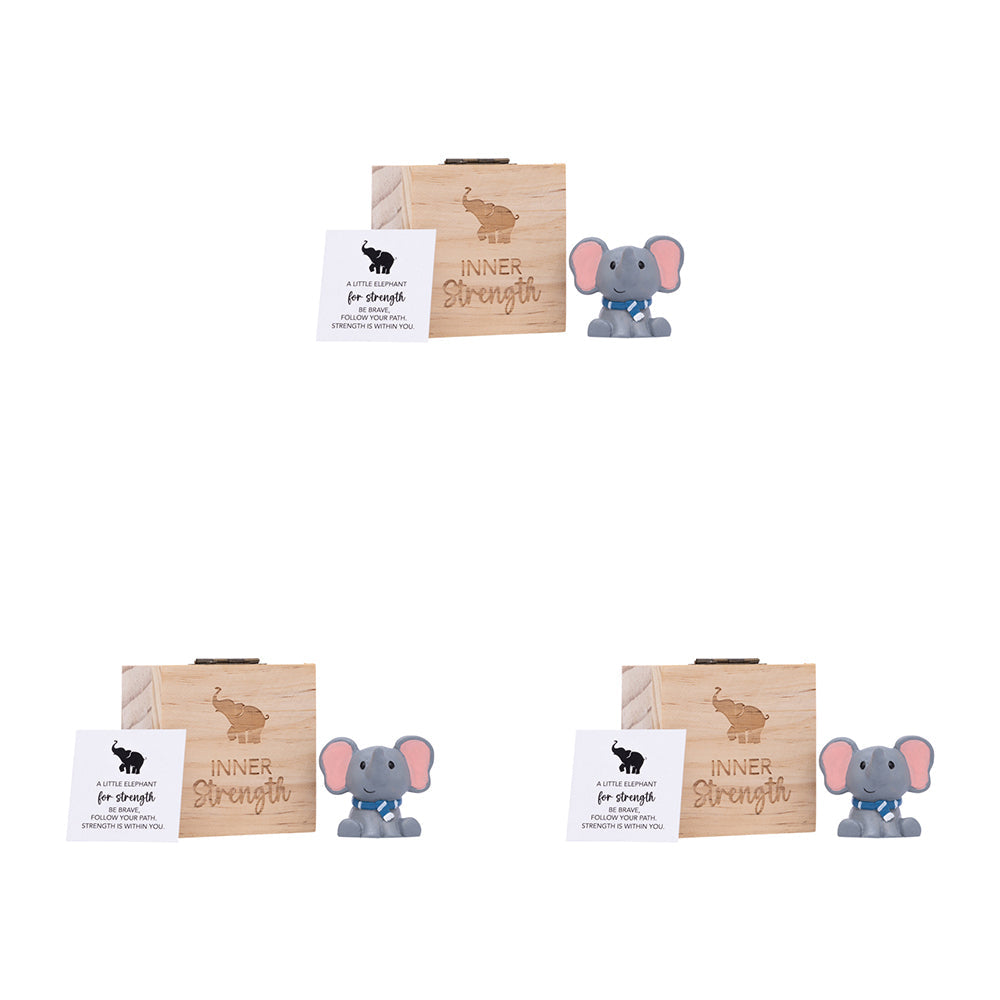 Splosh Strength Pocket Promise 6cm Elephant Poly Statue w/ Box/Card Decor (3 Pack)