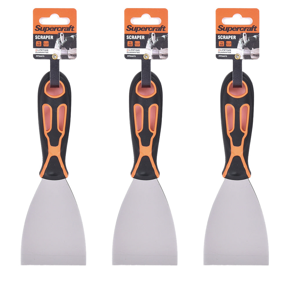 Supercraft Putty/Filler/Compound Paint Remover Scraper DIY Repair Tool 75mm (3 Pack)